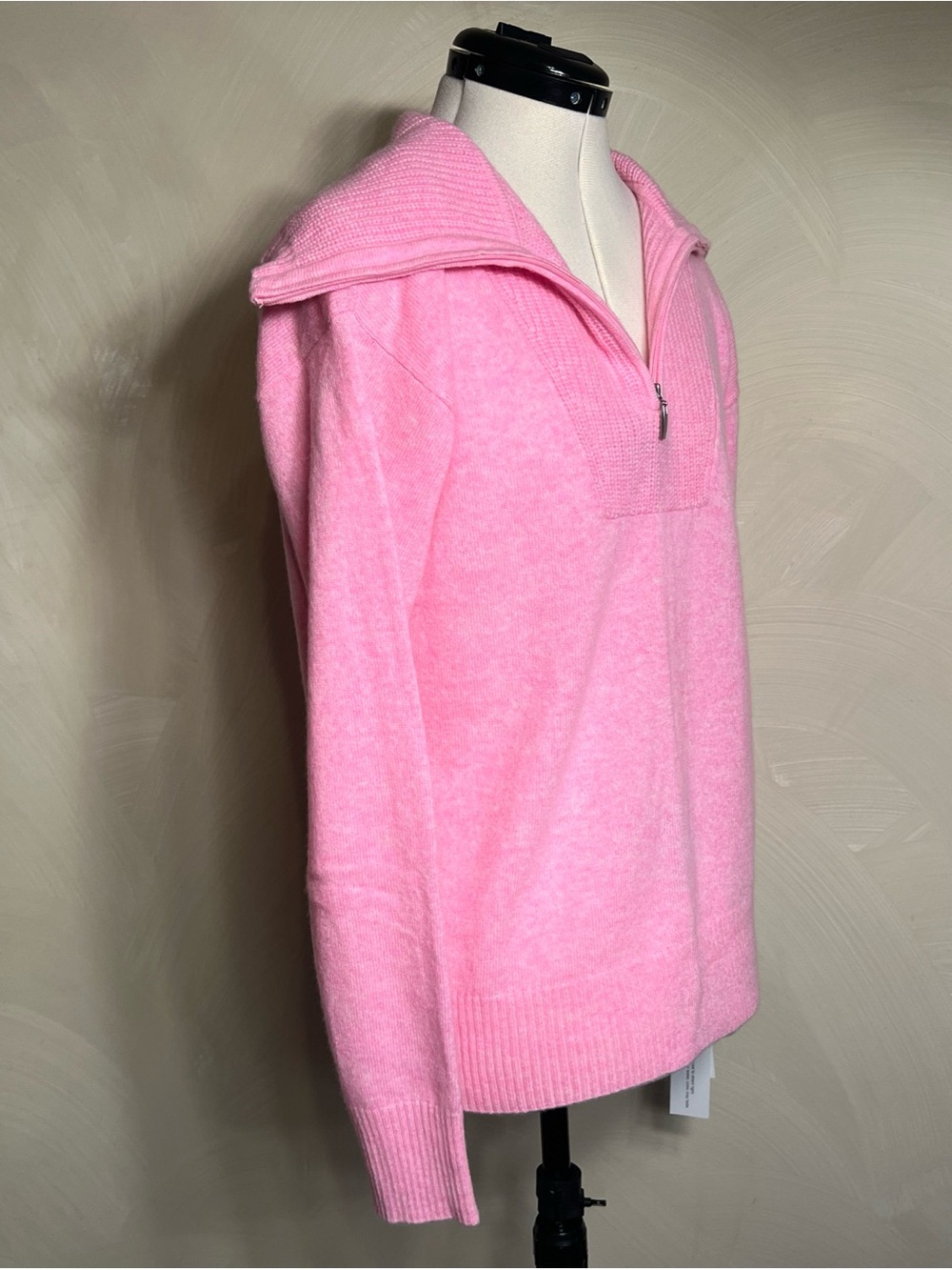 Charter Club Women Bubblegum Heather Pink 100% Cashmere Quarter-Zip Sweater|Sz:S - Picture 3 of 16